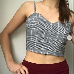 B/W plaid crop top
